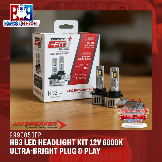 JW Speaker 999005DFP HB3 LED Headlight Kit Direct Fit Plus 12V 6000K – Ultra-Bright, Plug & Play, Road-Legal Upgrade
