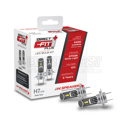 JW Speaker 999007DFP H7 LED Headlight Kit Direct Fit Plus 12V 6000K – Ultra-Bright, Plug & Play, Road-Legal Upgrade