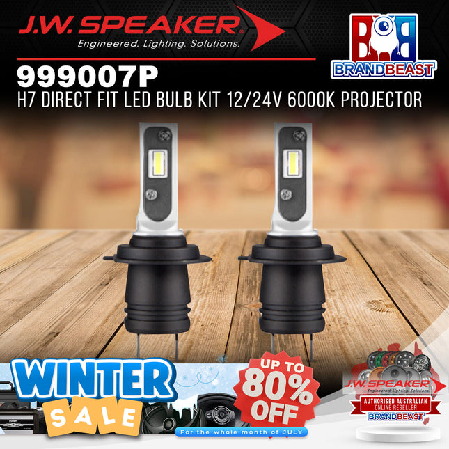 JW Speaker 999007P 12/24V 6000K Projector H7 DirectFit LED Bulb Kit