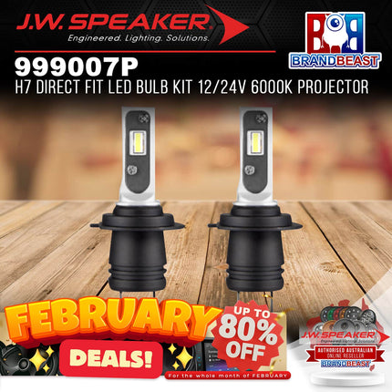 JW Speaker 999007P 12/24V 6000K Projector H7 DirectFit LED Bulb Kit