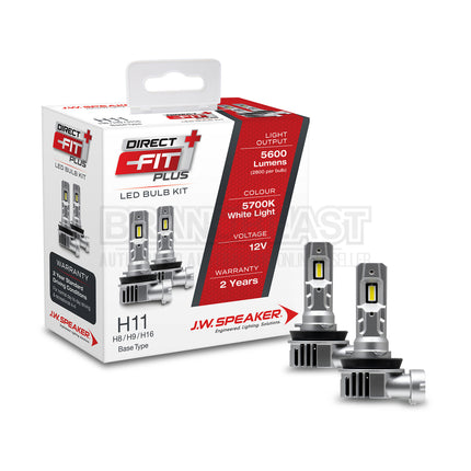 JW Speaker 999011DFP H11/9/8/16 LED Headlight Kit Direct Fit Plus 12V 6000K – Ultra-Bright, Plug & Play, Road-Legal Upgrade