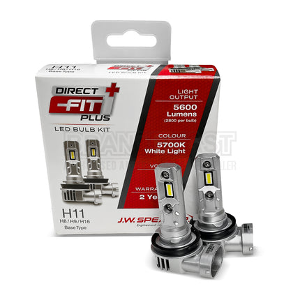 JW Speaker 999011DFP H11/9/8/16 LED Headlight Kit Direct Fit Plus 12V 6000K – Ultra-Bright, Plug & Play, Road-Legal Upgrade