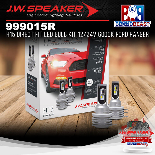 JW Speaker 999015R 12/24V 6000K H15 Direct Fit LED Bulb Kit Suit Ford Ranger