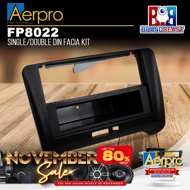 Aerpro FP8022 Single/Double DIN Black Facia Kit Suit Audi TT 2007 - 2014 (8J)