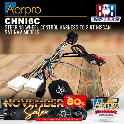 Aerpro CHNI6C Steering Wheel Control Harness Suit Nissan Qashqai/X-Trail Sat Nav
