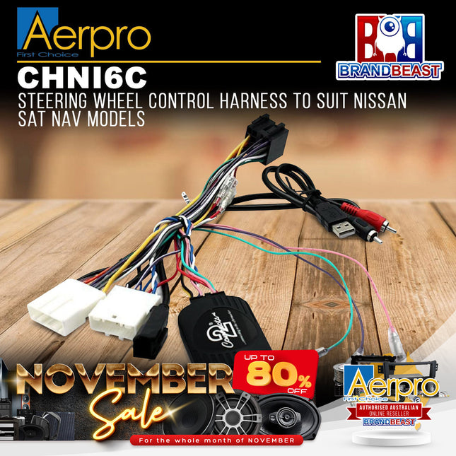 Aerpro CHNI6C Steering Wheel Control Harness Suit Nissan Qashqai/X-Trail Sat Nav