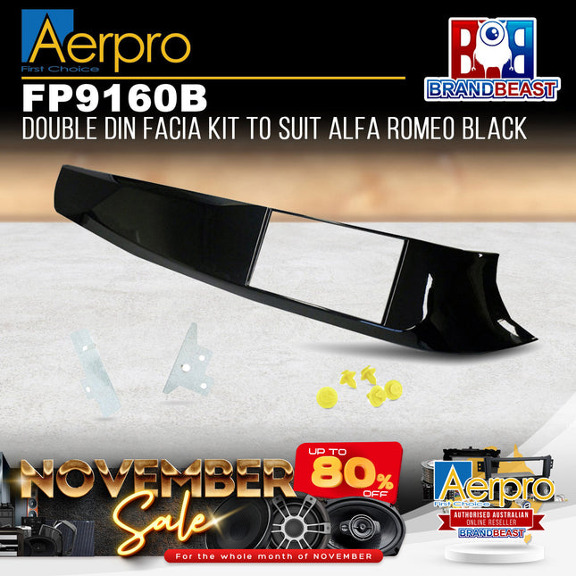 Aerpro FP9160B Double DIN Piano Black Facia For Alfa Romeo Giulietta 2010 - 2014