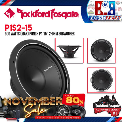 Rockford Fosgate P1S2-15 Punch 15" P1 2-Ohm SVC Subwoofer