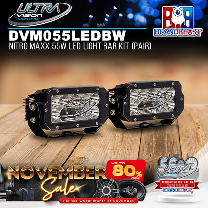 Ultra Vision Lighting DVM055LEDBW/PR Nitro Maxx 55W LED Light Bar Kit (Pair) - 5700K