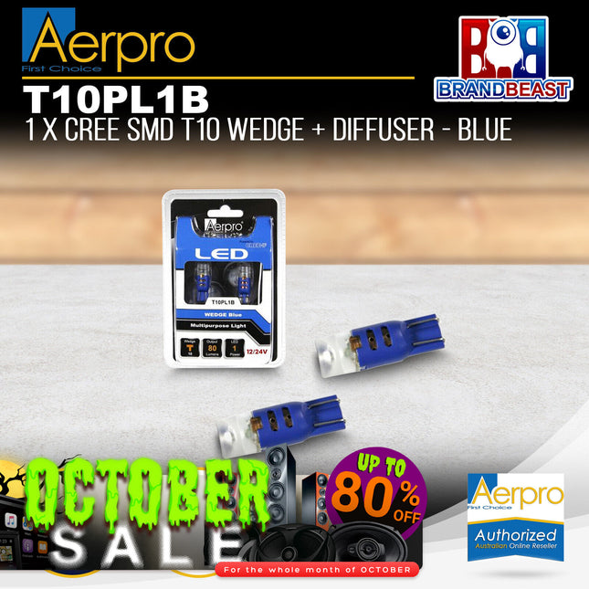 Aerpro T10PL1B 1x Cree SMD T10 Wedge + Diffuser - Blue