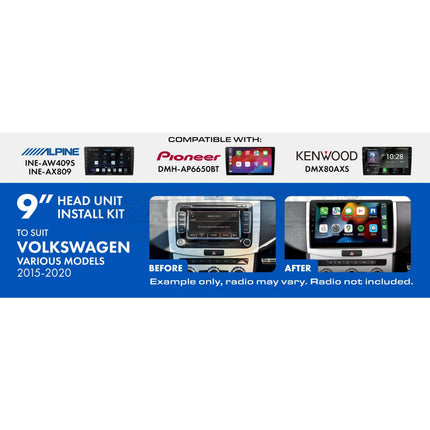 AERPRO AKVW14 9-Inch Installation Kit for Volkswagen 2015-2020