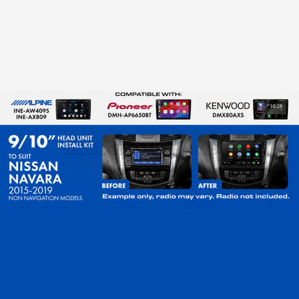 Aerpro AKNI2 Nissan Navara D23 2015-2019 9/10 Inch Head Unit Installation Kit