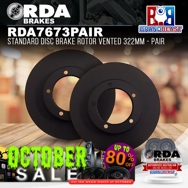RDA Brakes RDA7673 Standard Disc Brake Rotor Vented 322mm - Pair