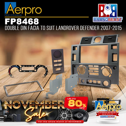 Aerpro FP8468 Double DIN Matte Black Facia Kit Suit Landrover Defender 2007-2015