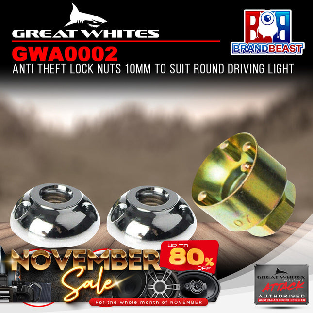 Great Whites GWA0002 Driving Light Mounting Lock Nuts 10mm