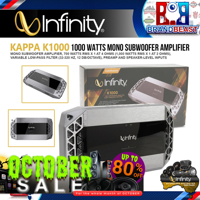Infinity K1000 2600W High-Performance Mono Car Audio Subwoofer Amplifier