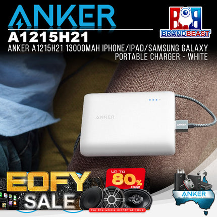 Anker A1215H21 13000mAh iPhone/iPad/Samsung Galaxy Portable Charger - White