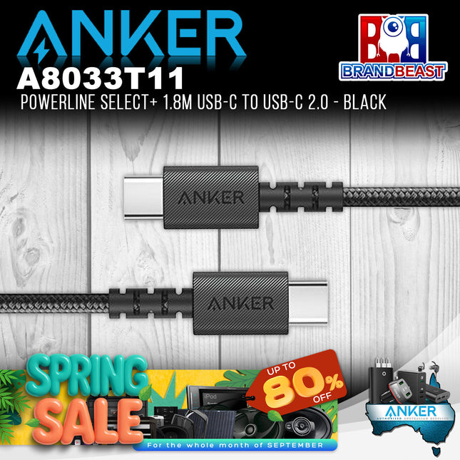 Anker A8033T11 PowerLine Select+ 1.8m USB-C to USB-C 2.0 - Black