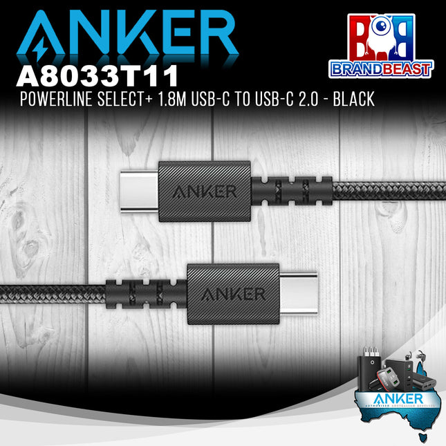 Anker A8033T11 PowerLine Select+ 1.8m USB-C to USB-C 2.0 - Black