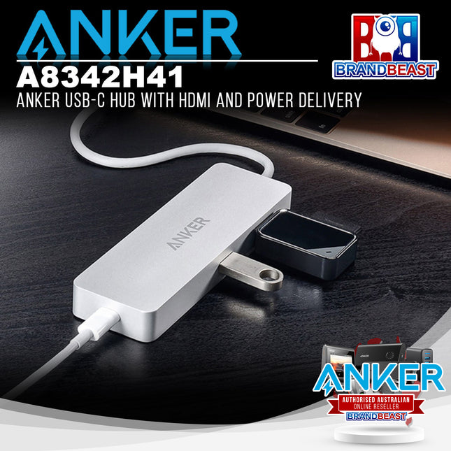 Anker A8342H41 Premium USB-C Hub with HDMI and Power Delivery - Silver
