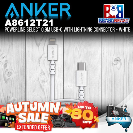 Anker A8612T21 PowerLine Select 0.9m USB-C to Lightning Connector - White