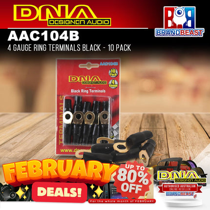 DNA AAC104B 4 Gauge Ring Terminals Black - 10 Pack