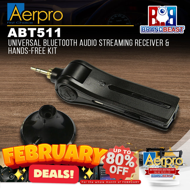 Aerpro ABT511 Universal Bluetooth Audio Streaming Receiver & Hands-Free Kit