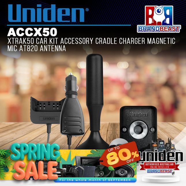 Uniden ACCX50 Xtrak50 CarKit Accessory Cradle Charger Magnetic Mic AT820 Antenna