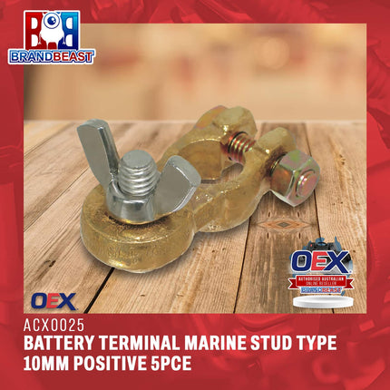 OEX ACX0025 Battery Terminal Marine Stud Type 10mm Positive 5Pce