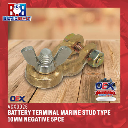 OEX ACX0026 Battery Terminal Marine Stud Type 10mm Negative 5Pce