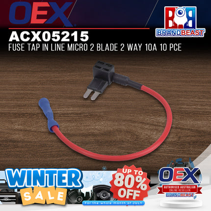 OEX ACX05215 Fuse Tap In Line Micro 2 Blade 2 Way 10A 10 Pce