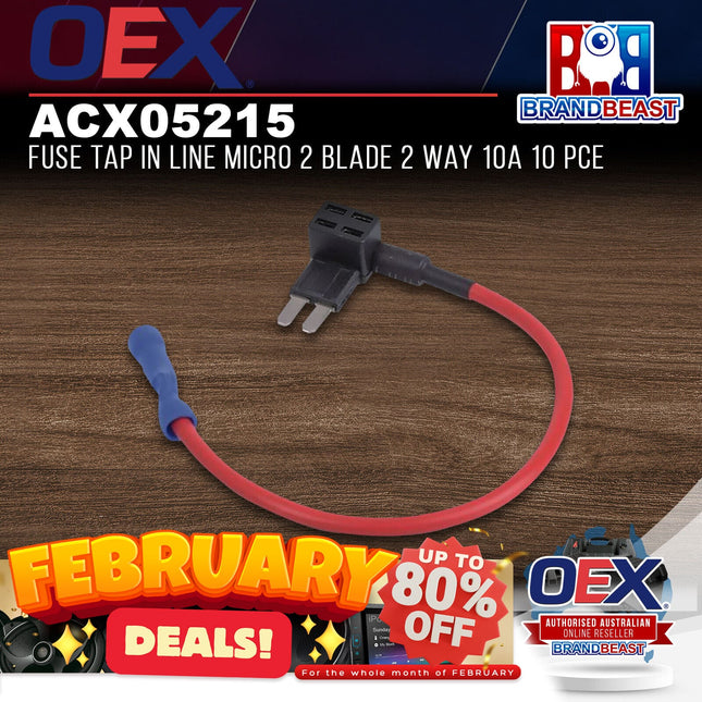 OEX ACX05215 Fuse Tap In Line Micro 2 Blade 2 Way 10A 10 Pce