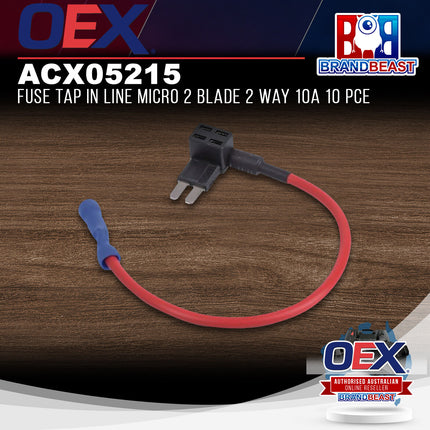 OEX ACX05215 Fuse Tap In Line Micro 2 Blade 2 Way 10A 10 Pce