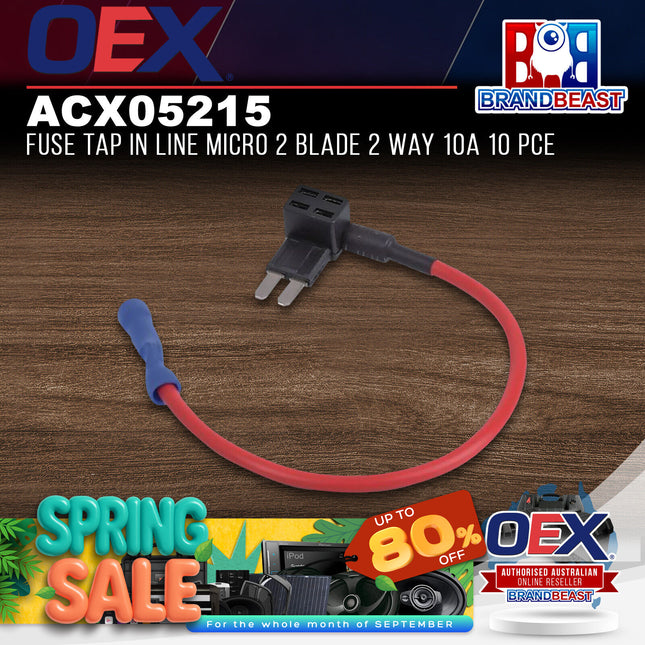 OEX ACX05215 Fuse Tap In Line Micro 2 Blade 2 Way 10A 10 Pce