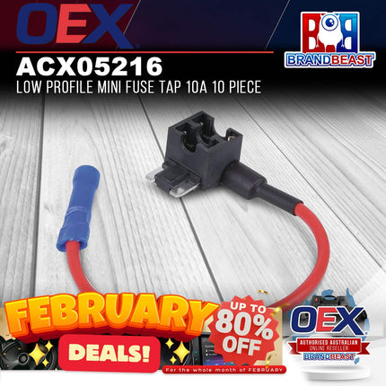 OEX ACX05216 Low Profile Mini Fuse Tap 10A 10 Piece