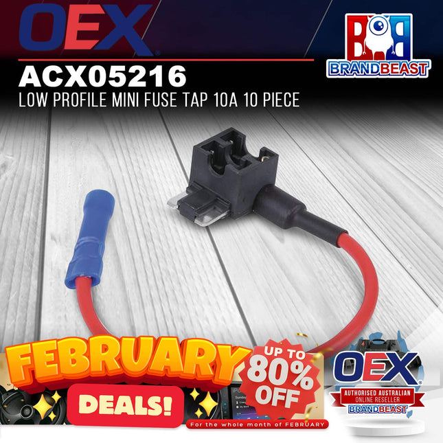 OEX ACX05216 Low Profile Mini Fuse Tap 10A 10 Piece