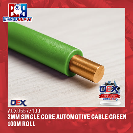 OEX ACX0557/100 2mm Single Core Automotive Cable Green 100m Roll