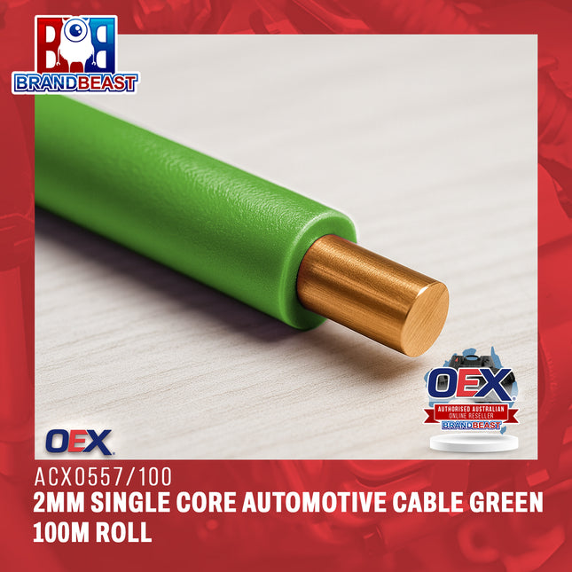 OEX ACX0557/100 2mm Single Core Automotive Cable Green 100m Roll