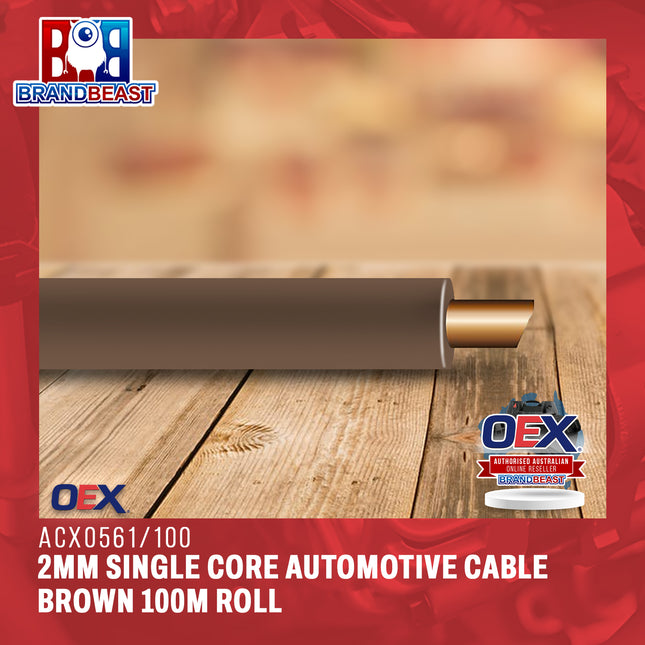 OEX ACX0561/100 2mm Single Core Automotive Cable Brown 100m Roll