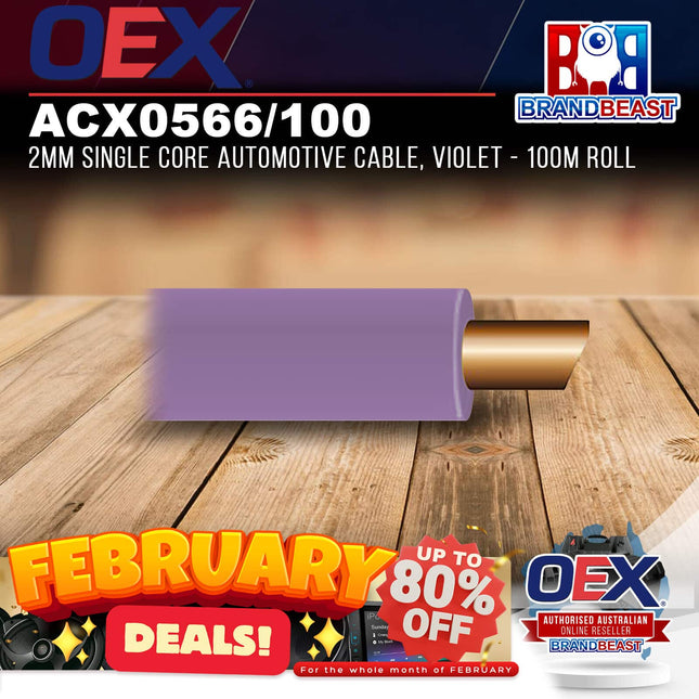 OEX ACX0566/100 2mm Single Core Automotive Cable, Violet - 100m Roll