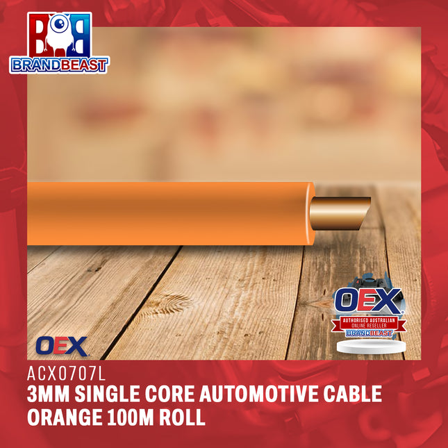 OEX ACX0707L 3mm Single Core Automotive Cable Orange - 100m Roll