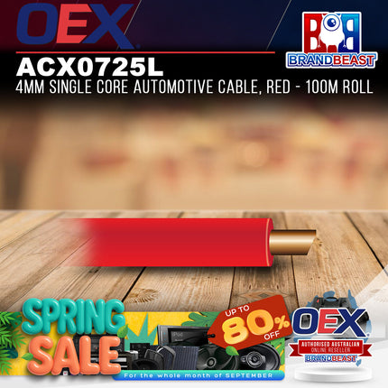 OEX ACX0725L 4mm Single Core Automotive Cable Red - 100m Roll