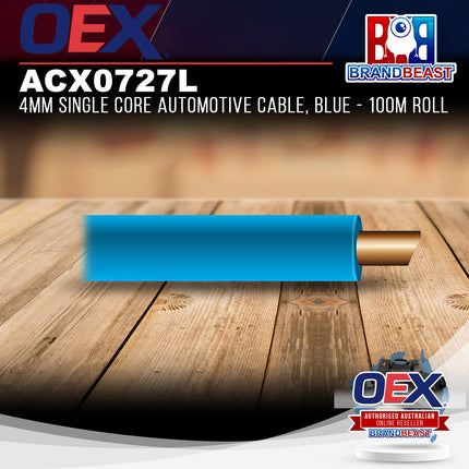 OEX ACX0727L 4mm Single Core Automotive Cable, Blue - 100m Roll