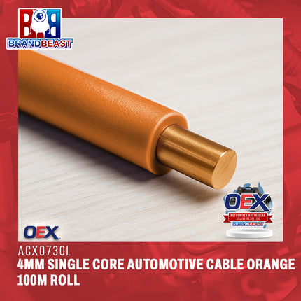 OEX ACX0730L 4mm Single Core Automotive Cable Orange 100m Roll