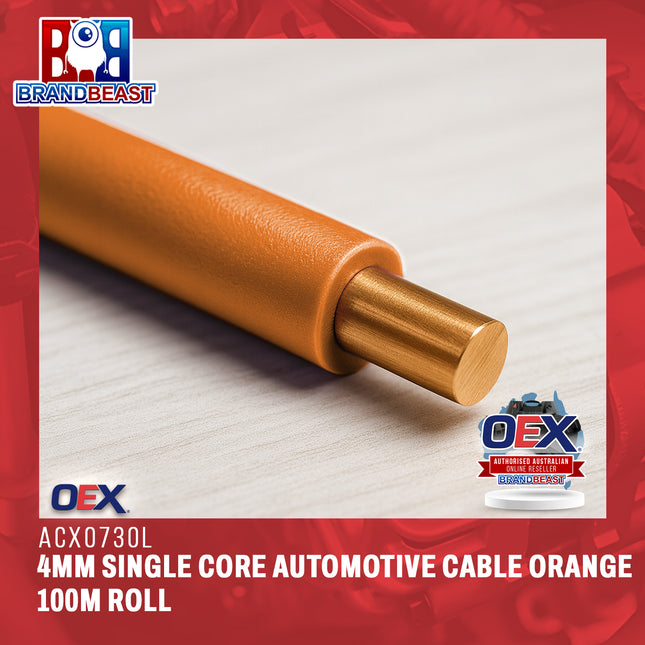 OEX ACX0730L 4mm Single Core Automotive Cable Orange 100m Roll