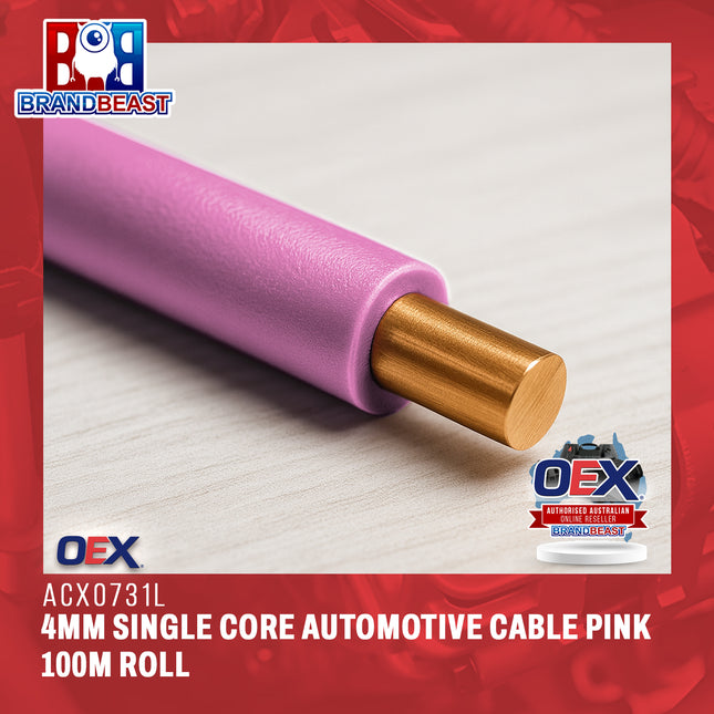 OEX ACX0731L 4mm Single Core Automotive Cable Pink 100m Roll