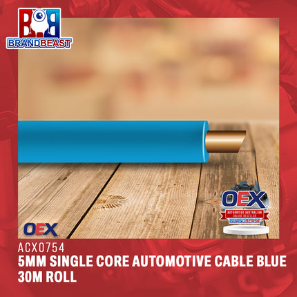 OEX ACX0754 5mm Single Core Automotive Cable Blue 30m Roll