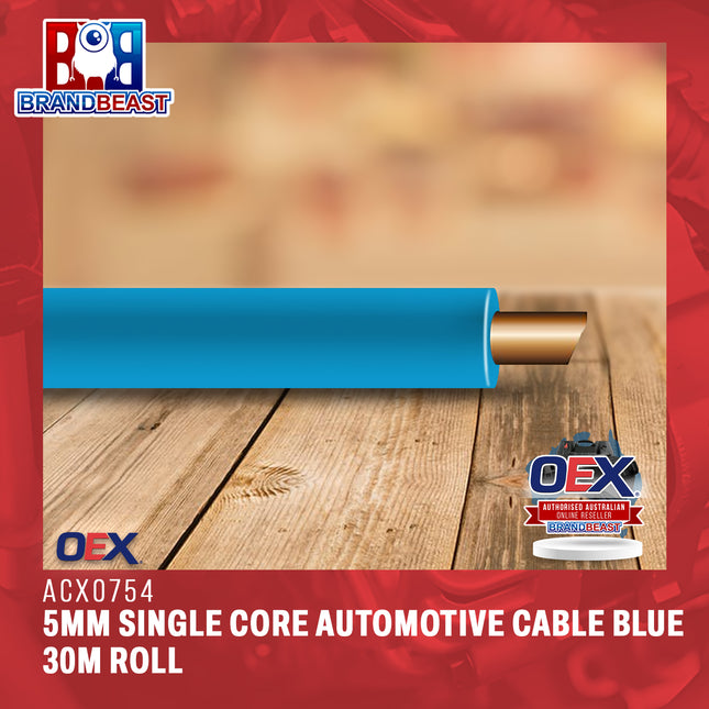 OEX ACX0754 5mm Single Core Automotive Cable Blue 30m Roll