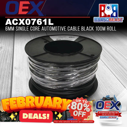 OEX ACX0761L 6mm Single Core Automotive Cable Black 100m Roll