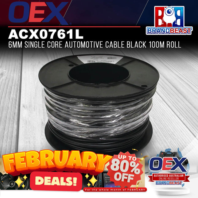 OEX ACX0761L 6mm Single Core Automotive Cable Black 100m Roll